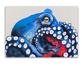 Johanna Stallbaum, Oktopus blau, 70x100cm